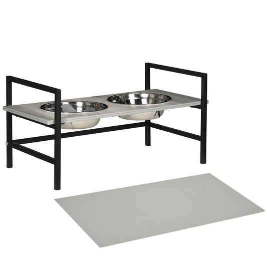 Pawhut Comedero Elevado Para Perros Altura Ajustable 2 Tazones Acero Inoxidable_0