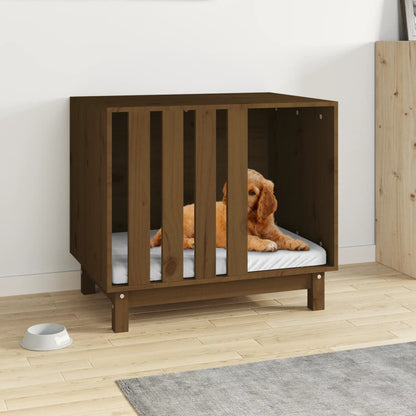 Cama Para Perros Madera Maciza Pino Marrón Miel 70x50x62 Cm / Vetonek_0