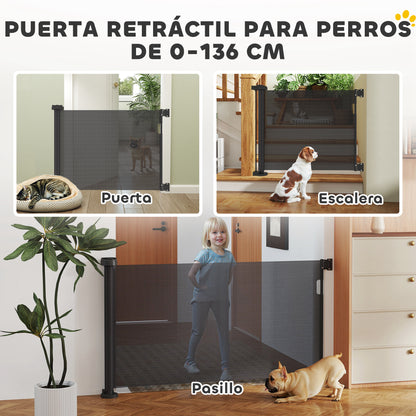Pawhut Barrera De Seguridad Para Perros Retráctil 0-136 Cm Para Escaleras_3