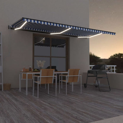 Toldo Automático Led Sensor De Viento Azul Y Blanco 600x350 Cm_1