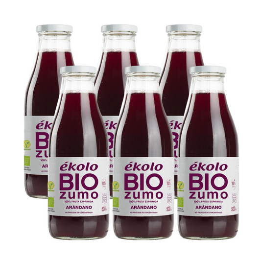 Pack 6x zumos de Arándano Bio 100% exprimido ékolo 500 ml