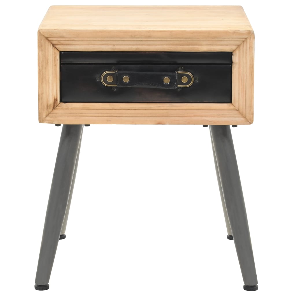 Mesita De Noche De Madera Maciza De Abeto 43x38x50 Cm_0
