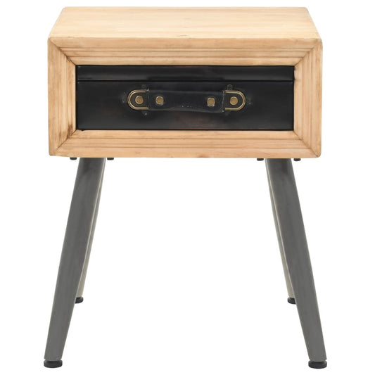 Mesita De Noche De Madera Maciza De Abeto 43x38x50 Cm_0