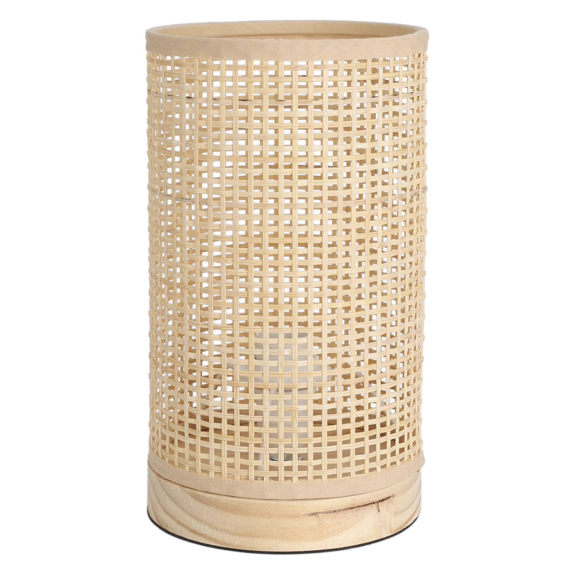 Well Home Lampara De Mesa Con Pantalla De Bambú Ø13x23cm_0