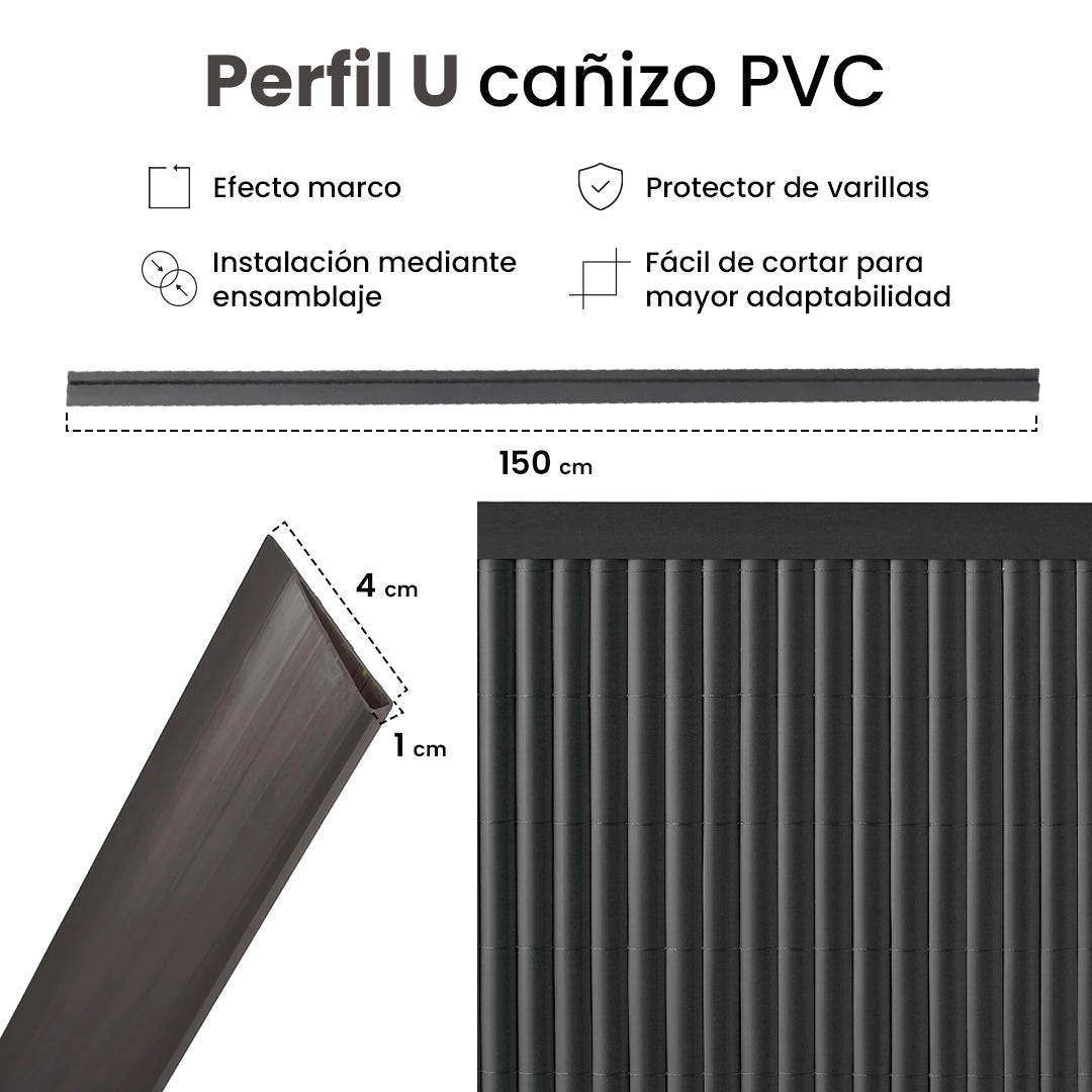 Perfil Remate U Cañizo Pvc 1,5m Antracita Nortene_4