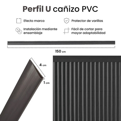 Perfil Remate U Cañizo Pvc 1,5m Antracita Nortene_4
