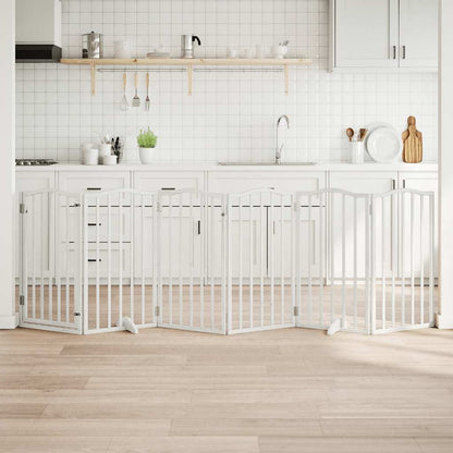 Vidaxl Puerta Para Perros Plegable 3 Paneles Madera Álamo Blanca 300cm_1