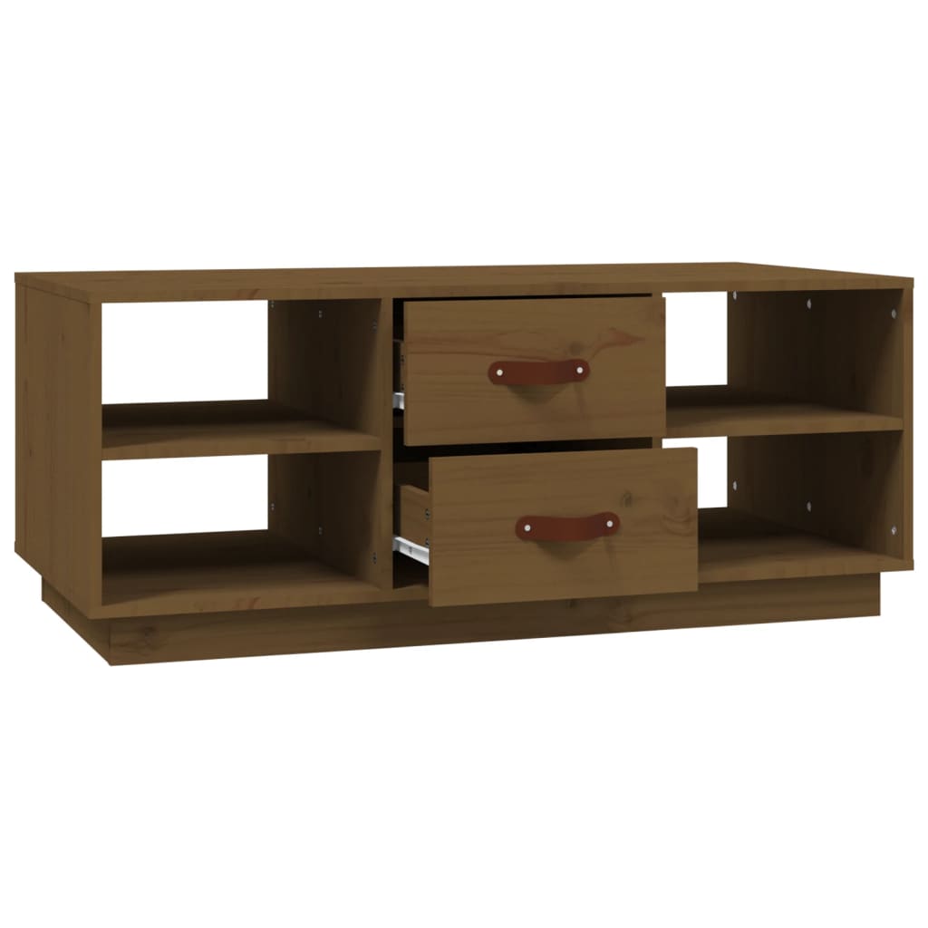 Mesa De Centro Madera Maciza De Pino Marrón Miel 100x50x41 Cm_4