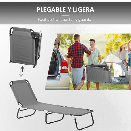 Outsunny Tumbona Plegable Reclinable Ajustable De 5 Posiciones 188x56x28cm Gris_5