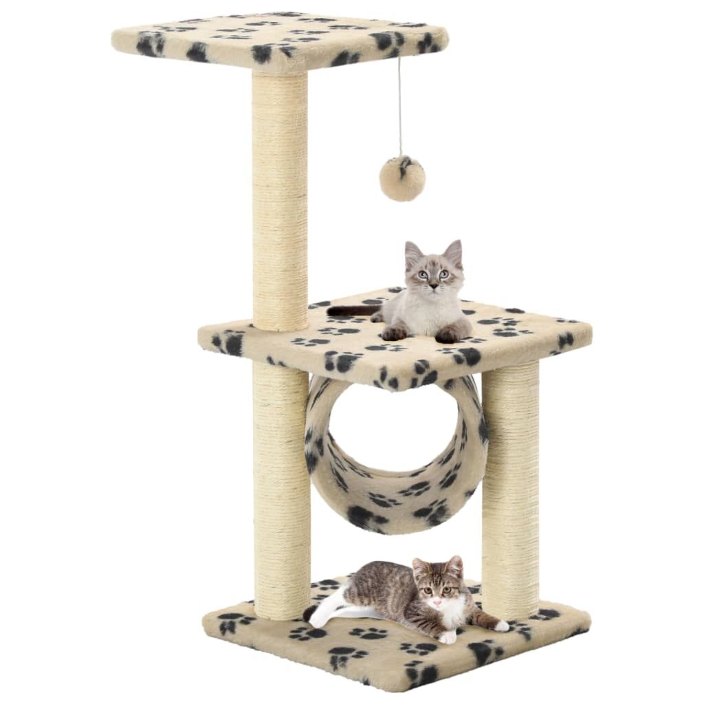 Vidaxl Rascador Para Gatos Con Poste De Sisal 65 Cm Huellas Beige_1