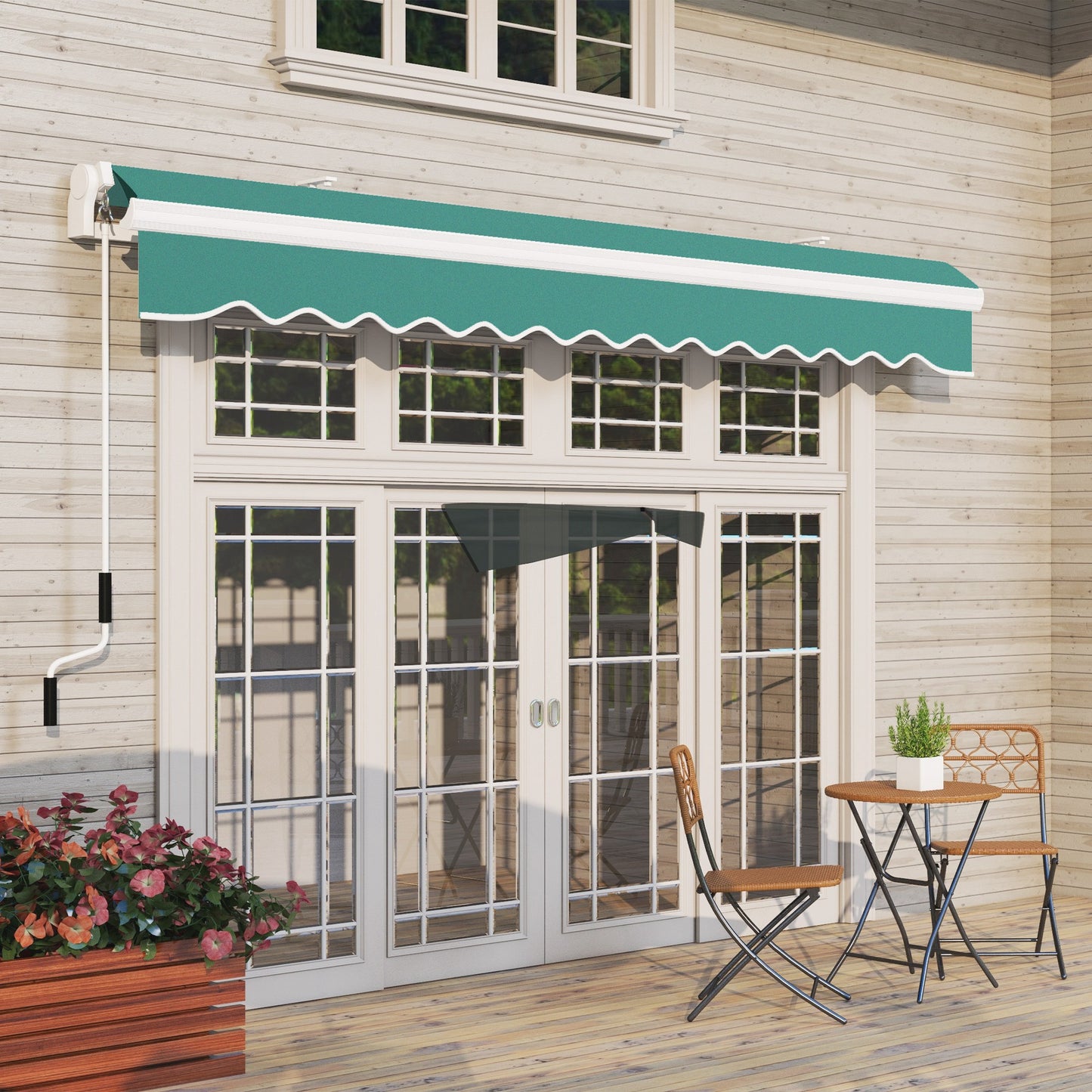 Outsunny Toldo Manual Plegable De Aluminio Con Manivela 395x245 Cm Verde_3