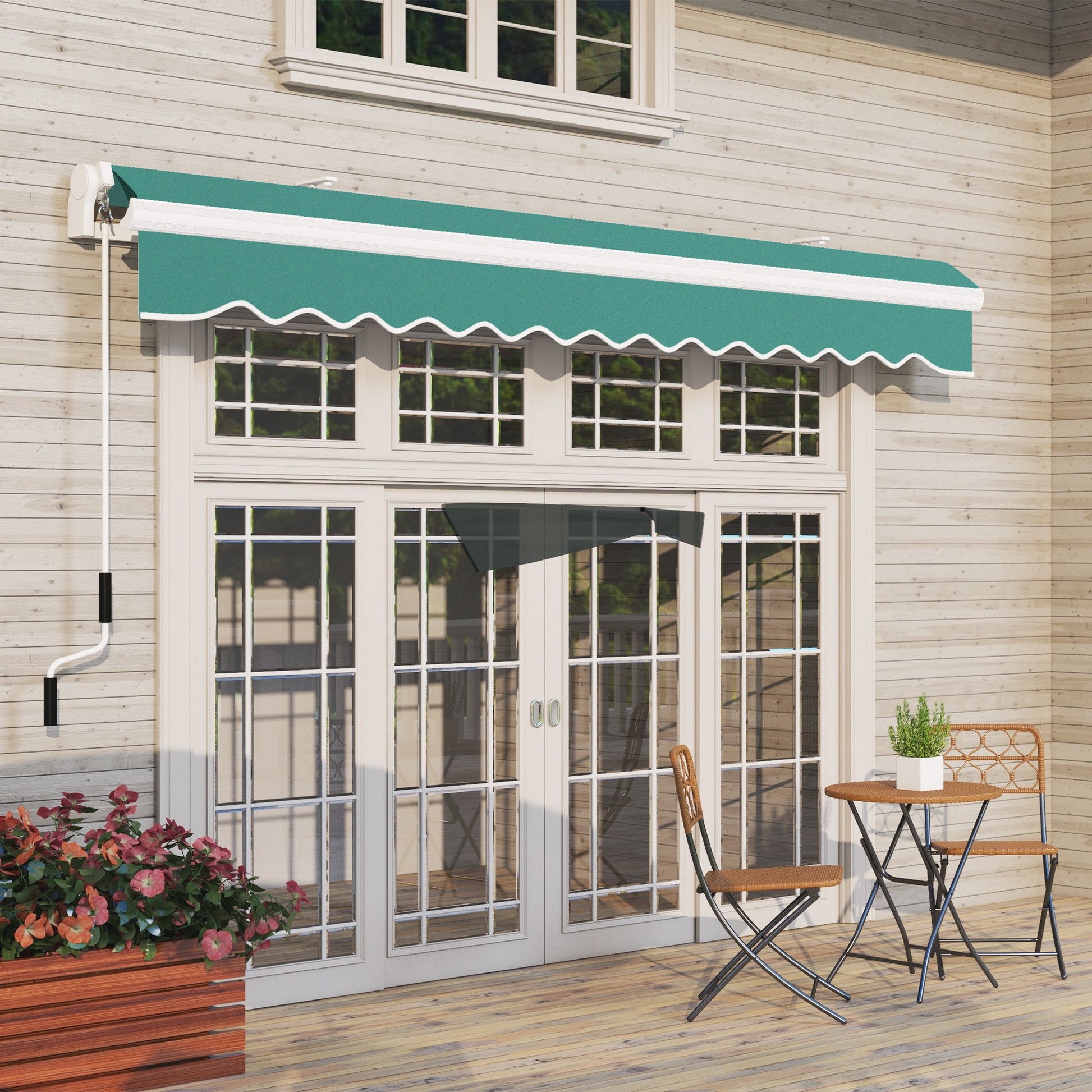 Outsunny Toldo Manual Plegable De Aluminio Con Manivela 395x245 Cm Verde_3
