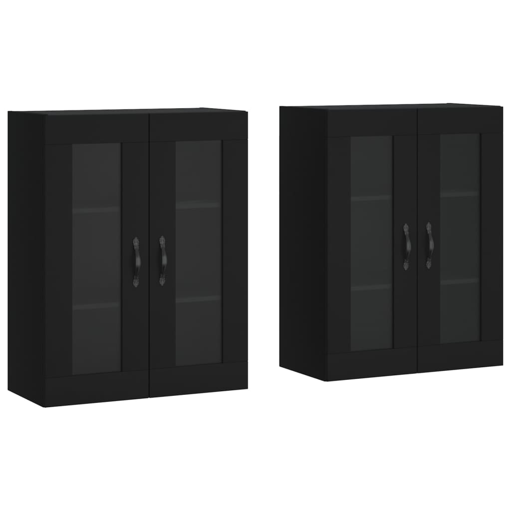 Armarios De Pared 2 Uds Madera De Ingeniería Negro_1