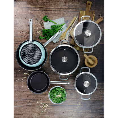 Batería Cocina Inducción 9 Piezas, Antiadherente Libre Pfoa Exterior Verde Menta Retro Vintage Magefesa Nordic, Verde_2