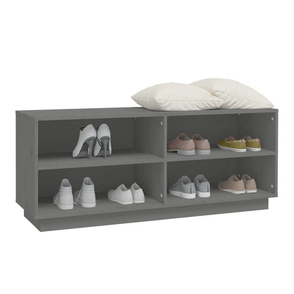 Armario Zapatero De Madera Maciza De Pino Gris 110x34x45 Cm / Vetonek_3