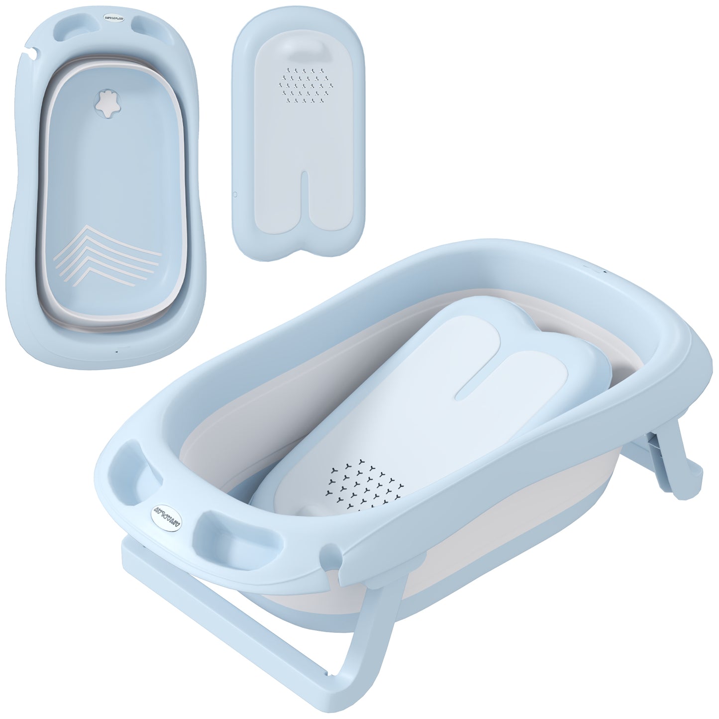 Aiyaplay Bañera Plegable Con Soporte Agujero De Ducha 83x48x23,5 Cm Azul Claro_0