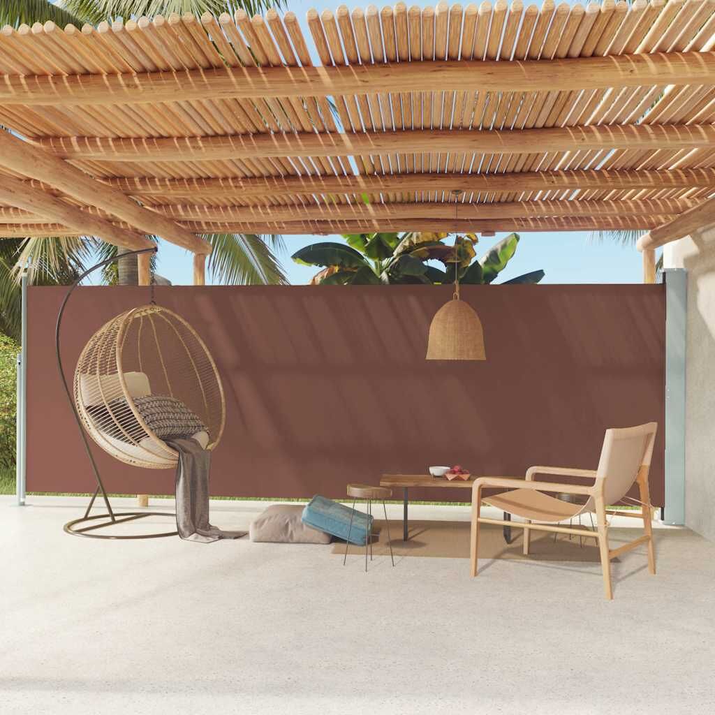 Vidaxl Toldo Lateral Retráctil De Jardín Marrón 180x600 Cm_1