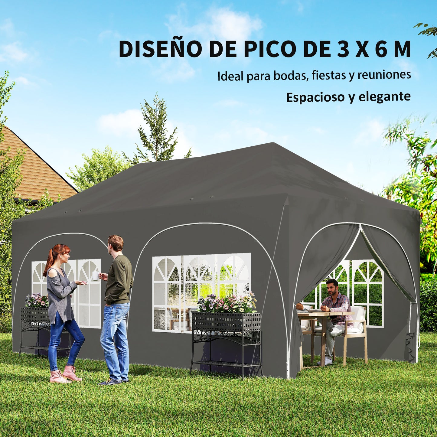Outsunny Carpa Plegable 6x3 M_3