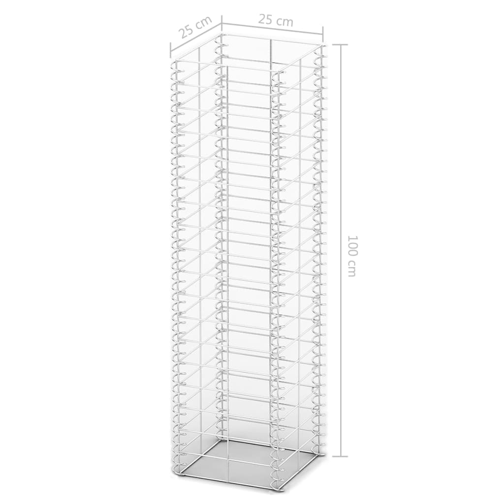 Cestas De Muro De Gaviones Alambre Galvanizado 25x25x100 3 Uds / Vetonek_0