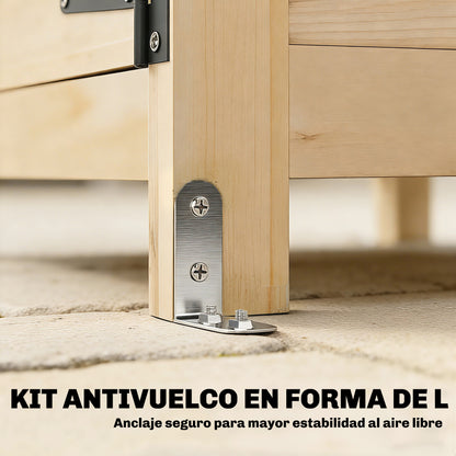 Armario De Exterior De Madera Con Techo De Asfalto 2 Puertas Ventiladas Estantes_3