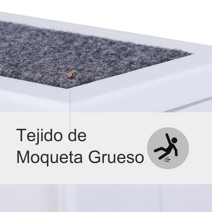 Pawhut Escalera Para Mascotas Almacenaje 3 Peldaños Alfombrado Portátil Madera_5