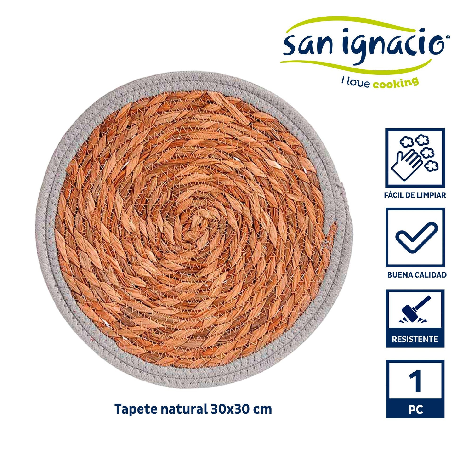 Tapete Natural Borde Gris 30cm Colección Kinvara_1