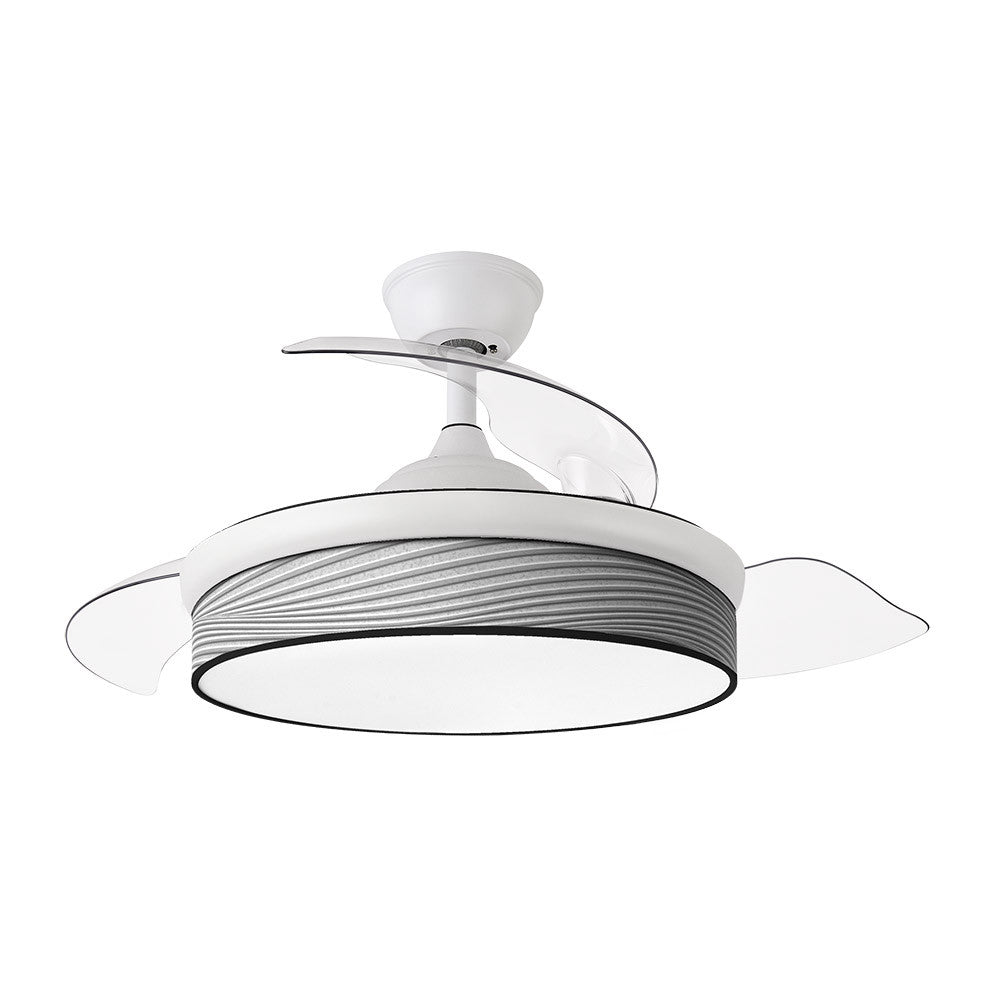 Ventilador Dc Moda 72w Blanco/surco Gris 108d 3aspas 7200lm 3000k,4000k,6000k Remoto+memoria+temporizador_1