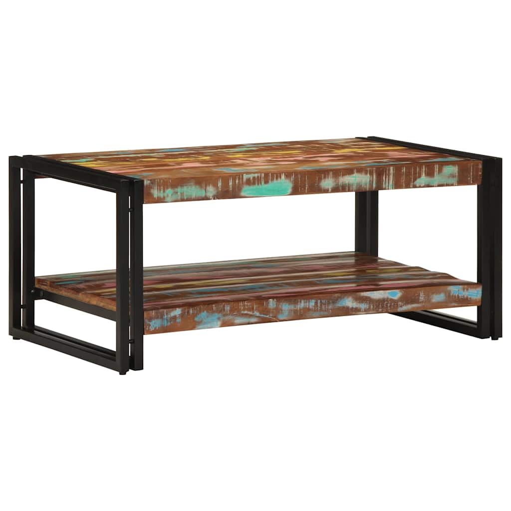 Mesa De Centro Multicolor 90x50x38 Cm Madera Maciza Reciclada_0