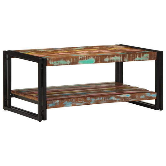 Mesa De Centro Multicolor 90x50x38 Cm Madera Maciza Reciclada_0