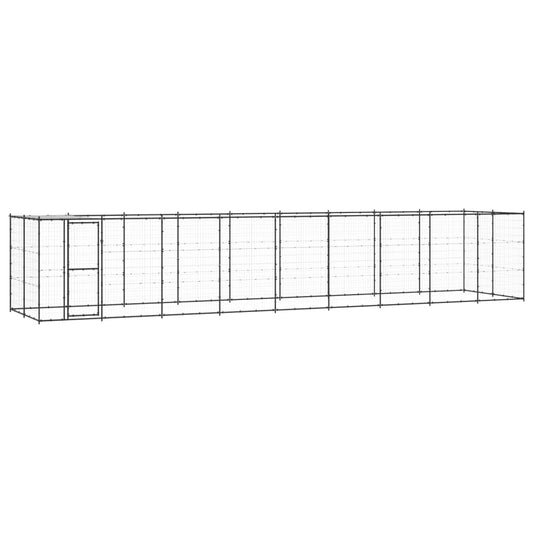 Vidaxl Perrera De Exterior De Acero Con Techo 21,78 M²_0