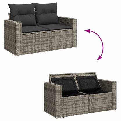Set De Sofás De Jardín 7 Pzas Con Cojines Ratán Sintético Gris / Vetonek_4