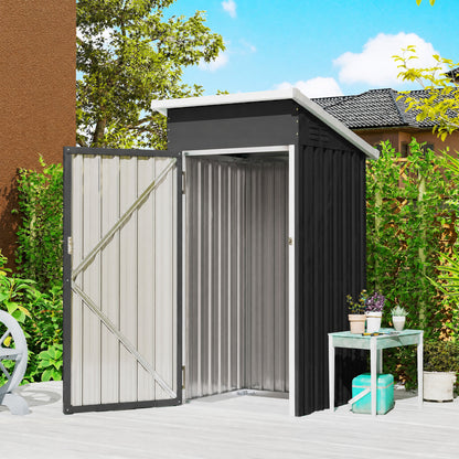 Outsunny Caseta De Jardín Exterior 107,5x91x185 Cm Puerta Con Cerradura Gris_1