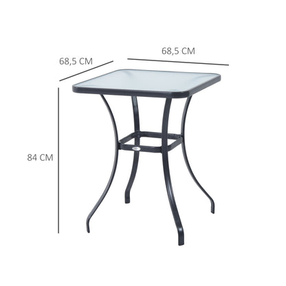 Outsunny Mesa Auxiliar De Cristal Templado Cuadrada Para Balcón Negro_2