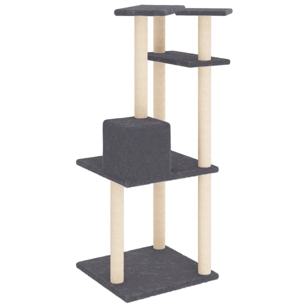 Vidaxl Rascador Para Gatos Con Postes De Sisal Gris Oscuro 123 Cm_4