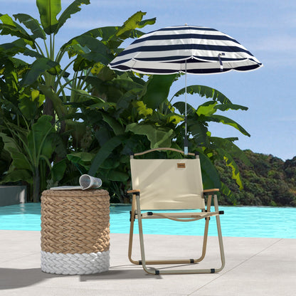 Outsunny Sombrilla Playa Para Silla Ø103x97,5 Cm Con Abrazadera Azul Y Blanco_1