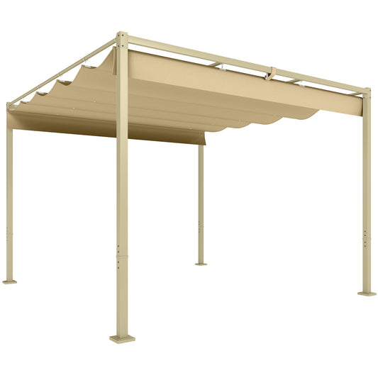 Outsunny Pérgola Con Techo Retráctil Pérgola De 3x3 M Con Cierre Magnético Caqui_0