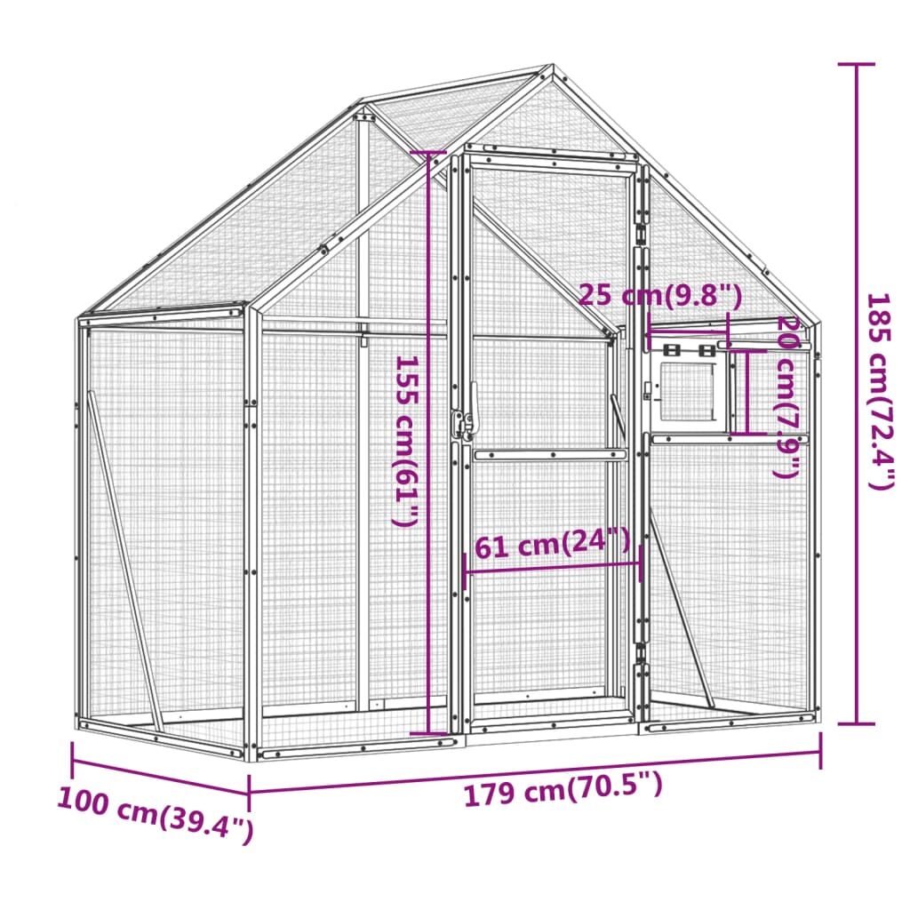 Vidaxl Pajarera De Aluminio Gris Antracita 179x100x185 M_2