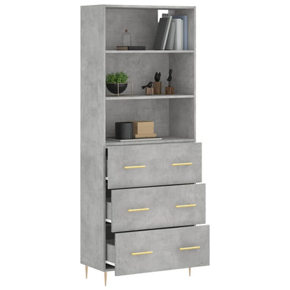 Aparador Alto Madera Contrachapada Gris Hormigón 69,5x34x180 Cm_2