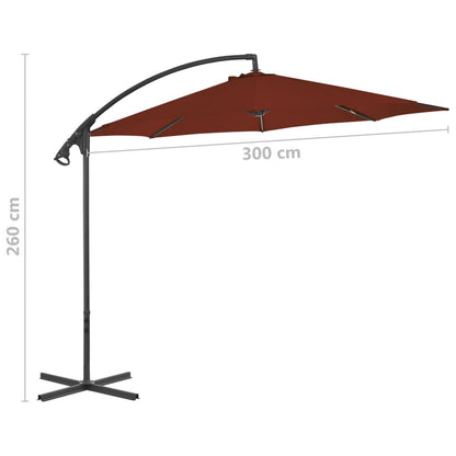 Vidaxl Sombrilla De Jardín Voladiza Con Palo De Acero Terracota 300 Cm_2