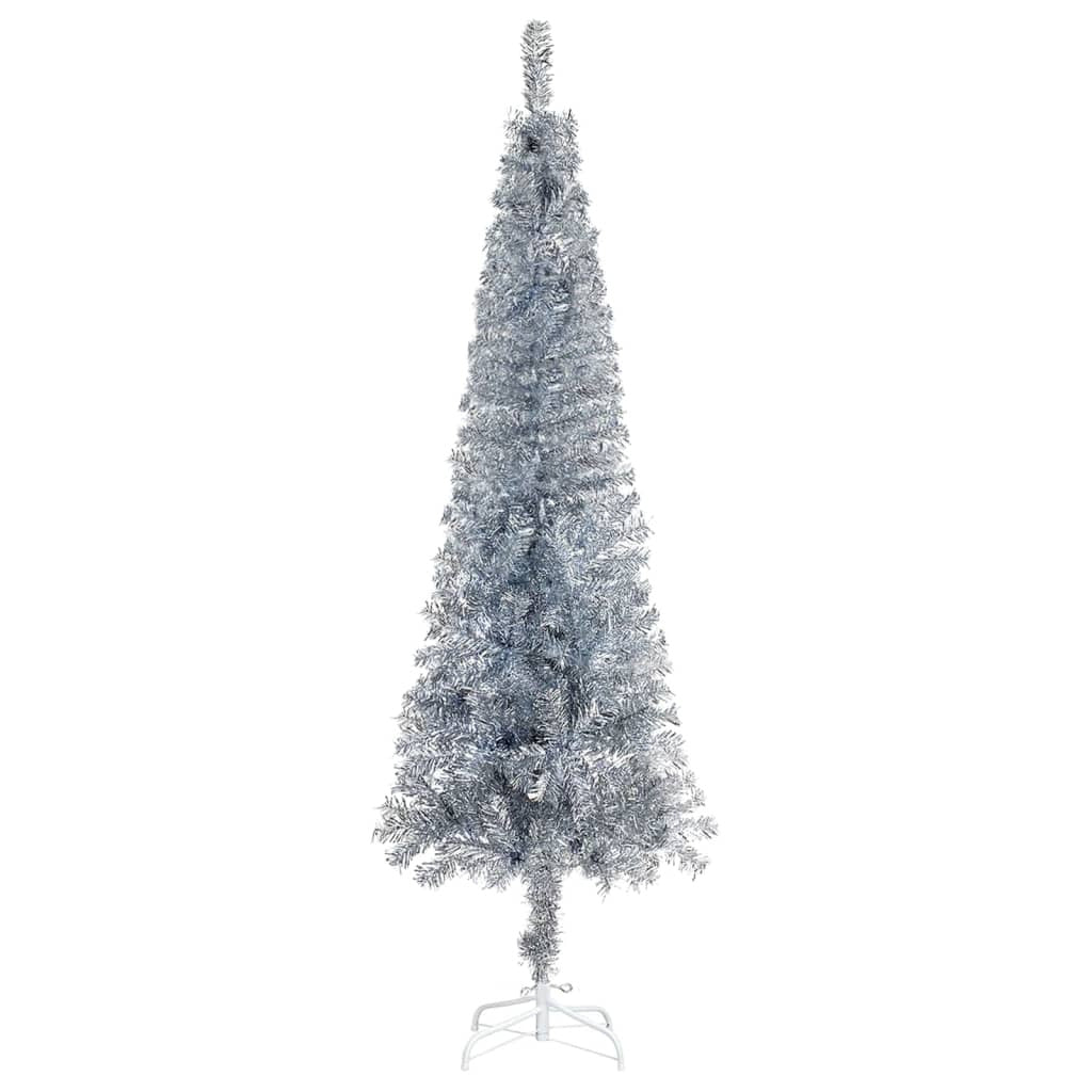 Vidaxl Árbol De Navidad Delgado Plateado 180 Cm_1