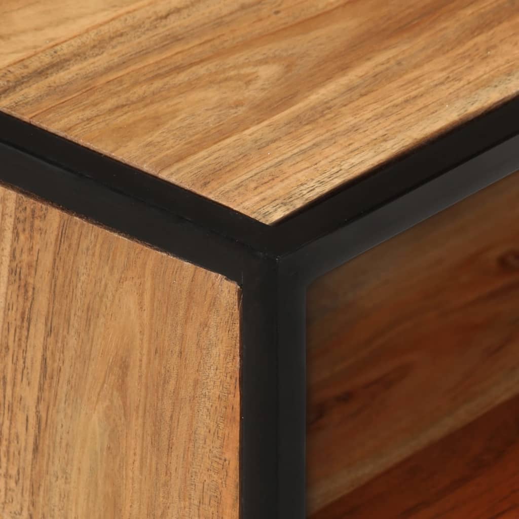 Mesita De Noche De Madera Maciza De Acacia 40x30x50 Cm_3