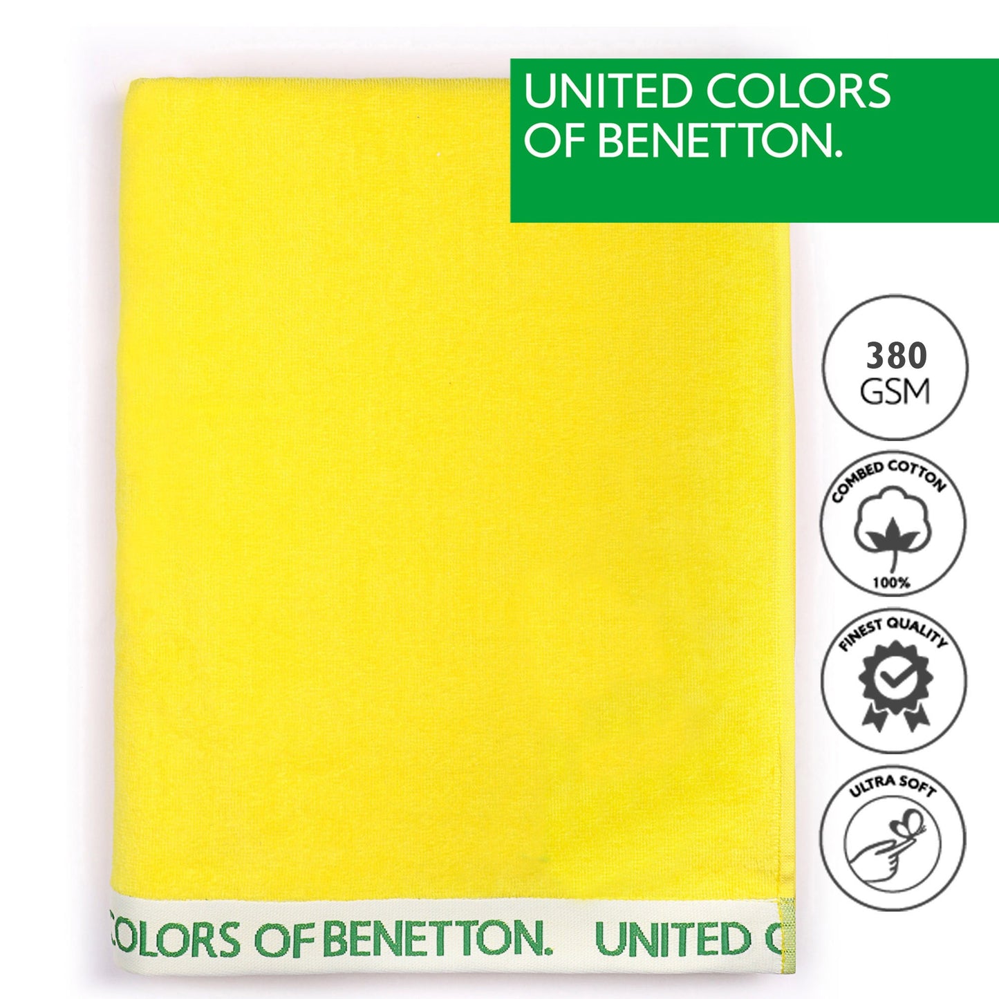 Set 2 Toalla De Playa 90x160cm 380gsm Velour 100%algodon Amarillo Casa Benetton_1