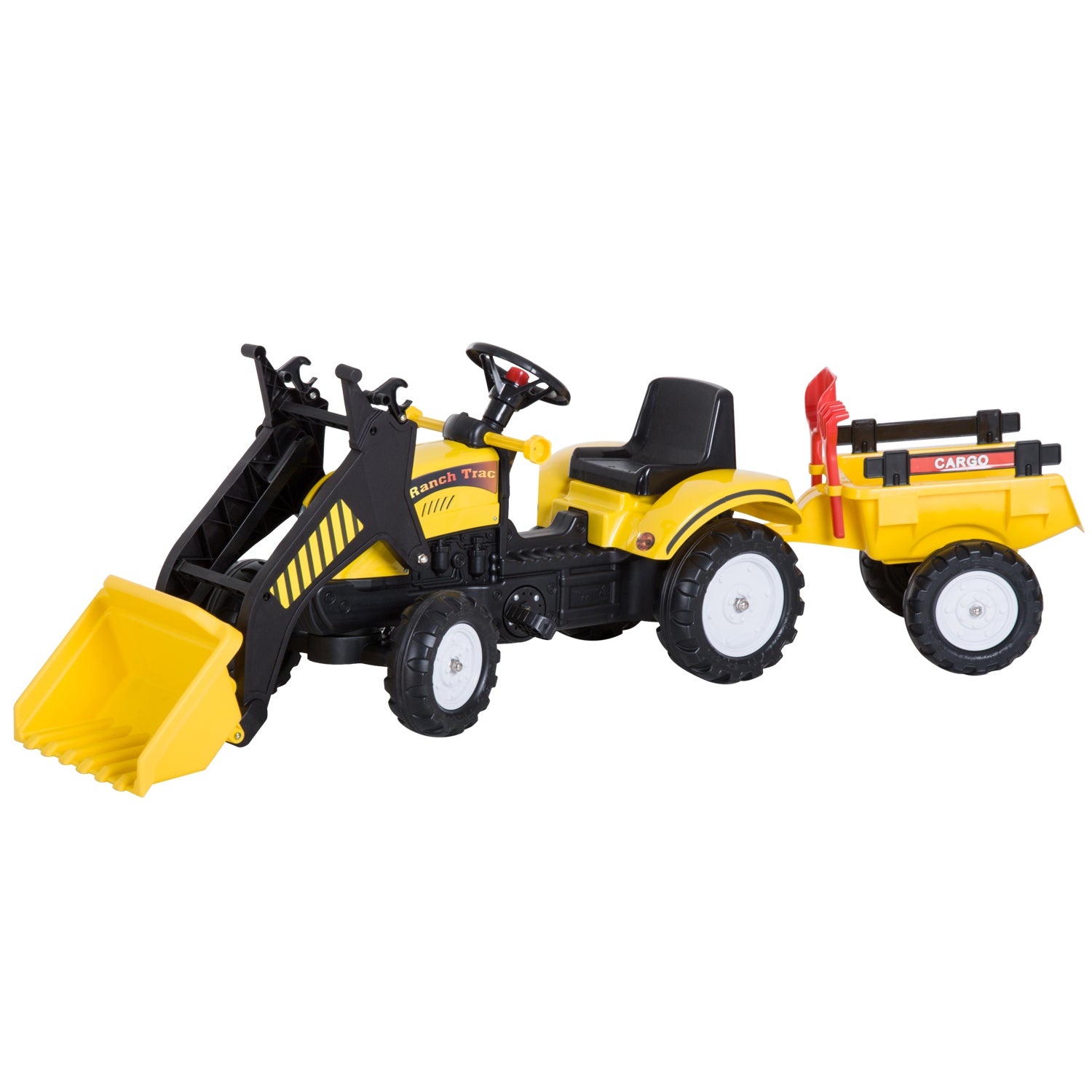 Homcom Tractor Pedales Excavadora Niño Con Pala Frontal Remolque 3 Años Carga 35_0