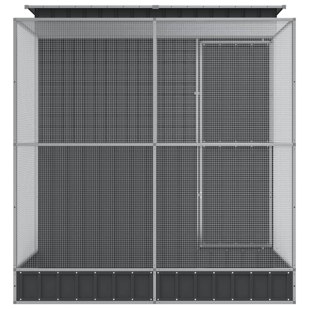 Vidaxl Pajarera Con Extensión De Acero, Color Plateado, 209 X 203 X 216 Cm_3