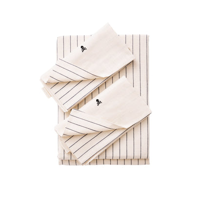 Set Cama Rayas (funda Nordica 260x240cm+ 2 Fundas Almohada  50x105cm) 100% Algodón 120gsm Ecru Rayas Cierre De Botones Haze Scalpers Home_0