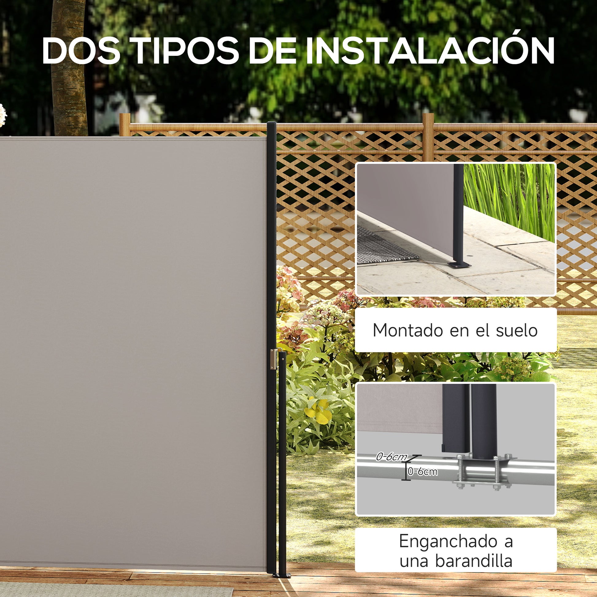 Outsunny Toldo Lateral Retráctil Pantalla Enrollable 300x140 Cm Gris Claro_5