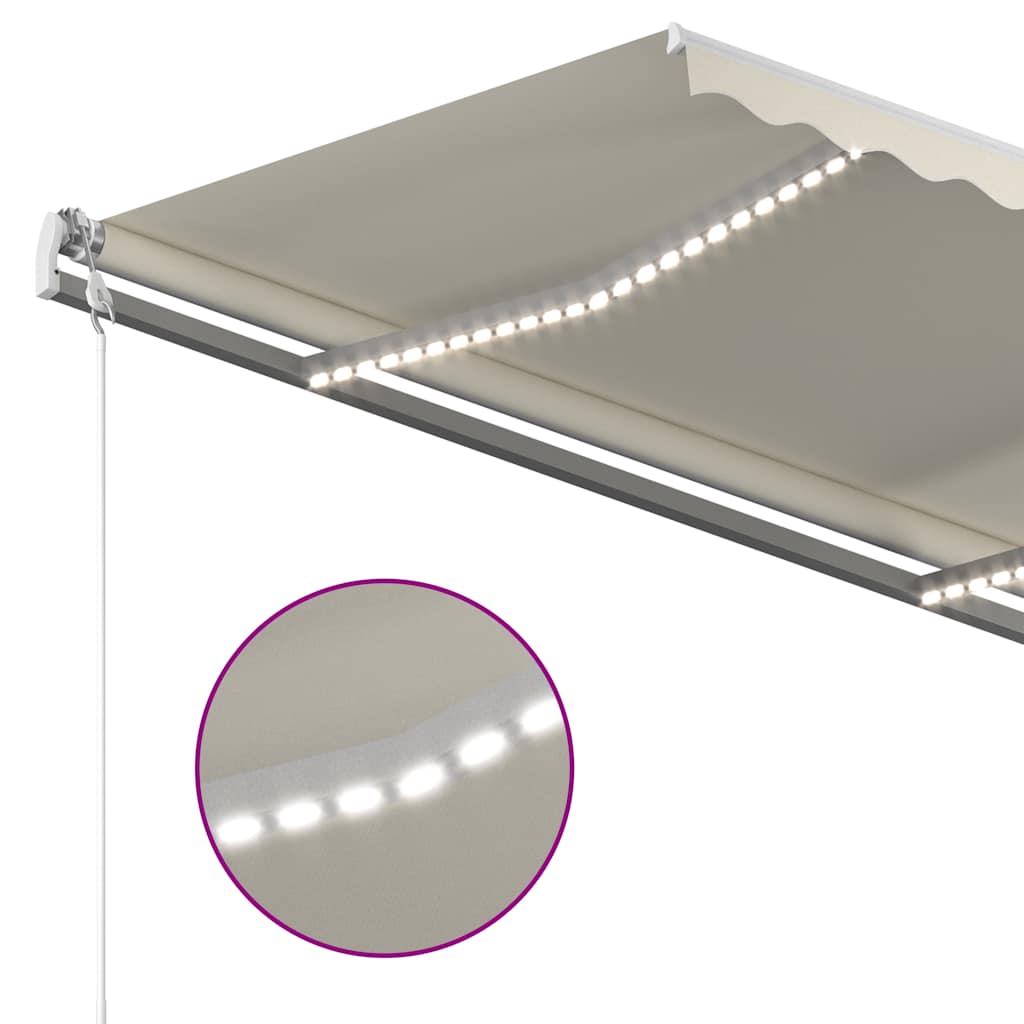 Toldo Automático Con Led Sensor De Viento Color Crema 300x250cm_4