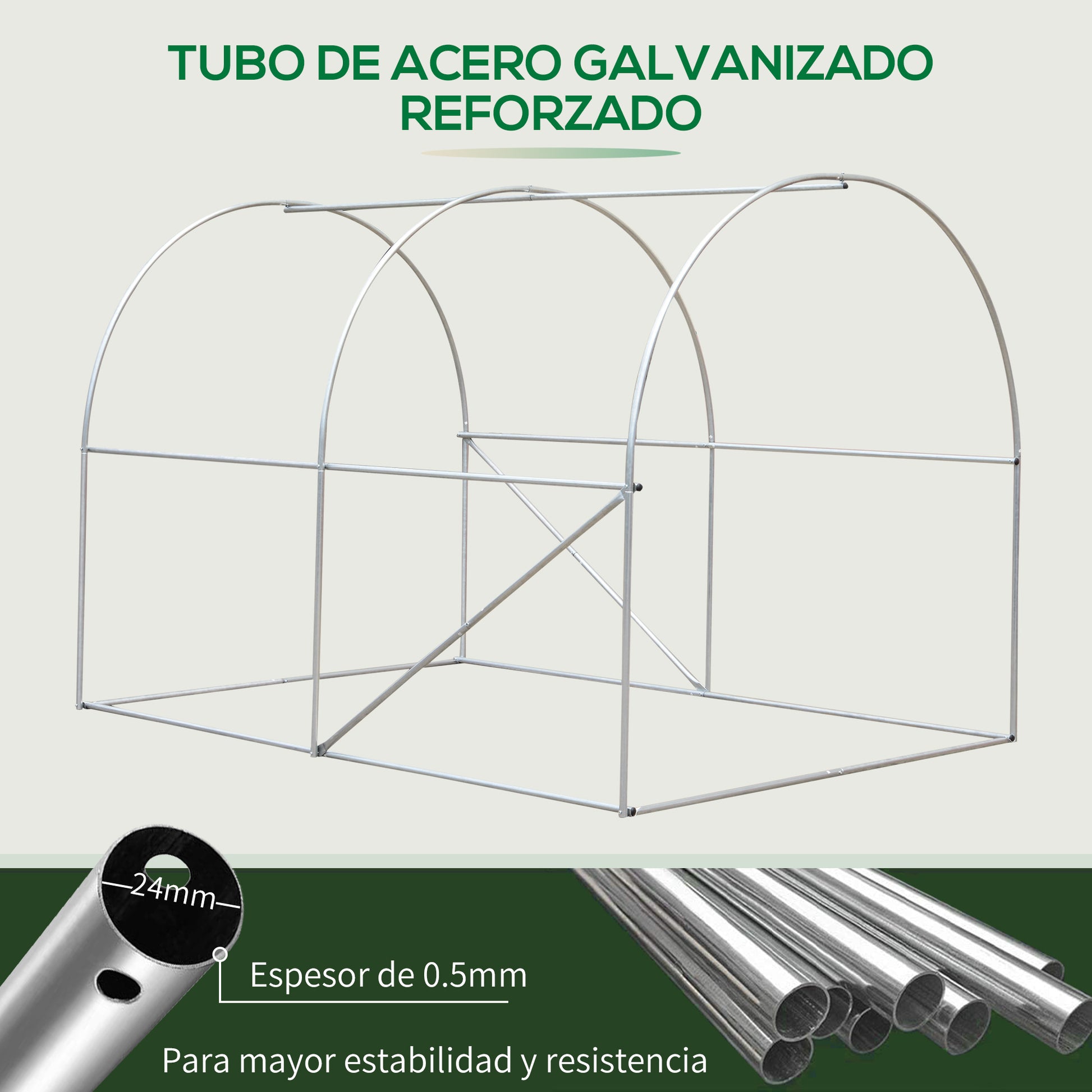 Outsunny Invernadero Túnel De Jardín 3x2x2 M Politunel Cultivo Planta Semilla_3