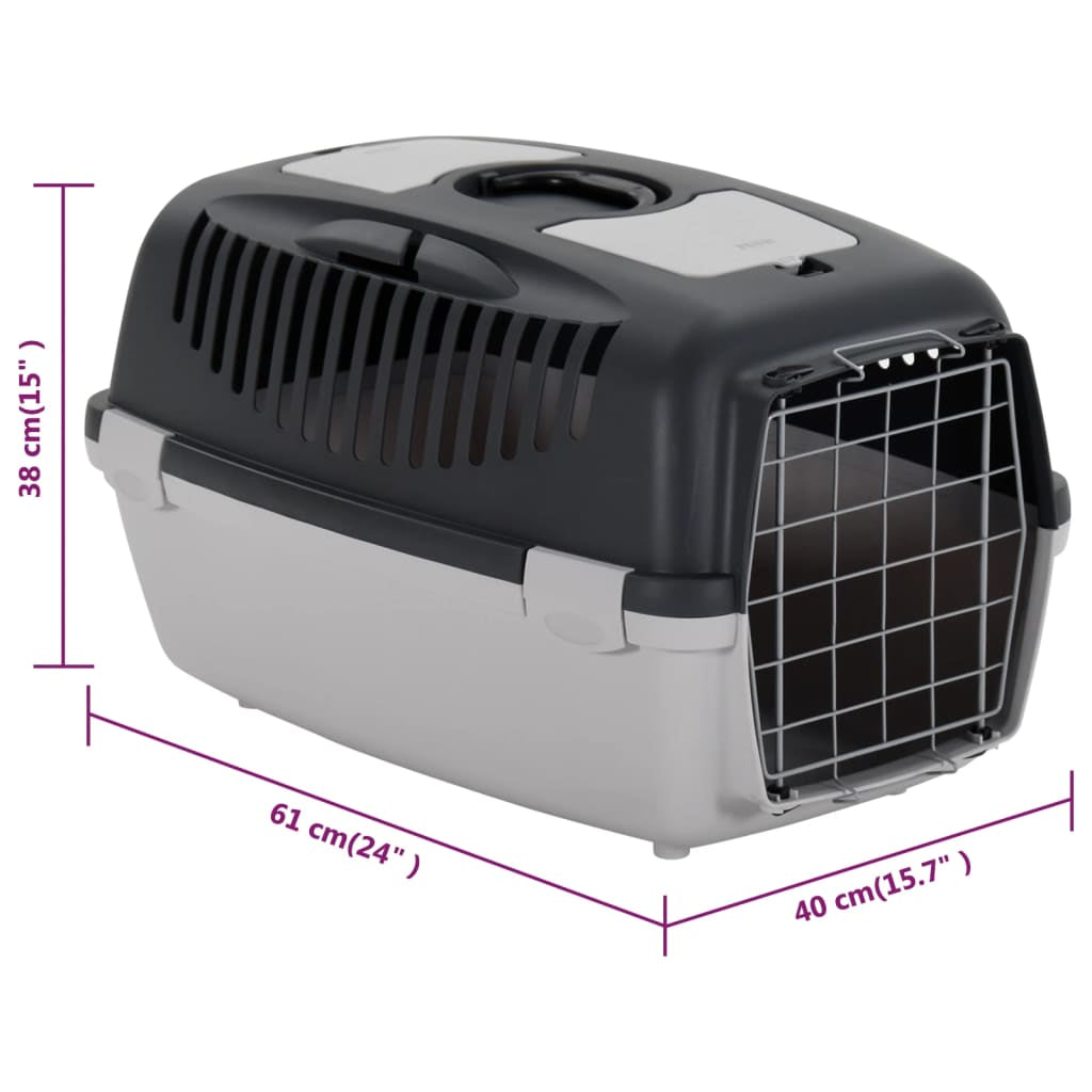 Vidaxl Transportín De Mascotas Pp Gris Y Negro 61x40x38 Cm_2