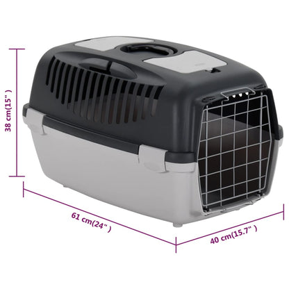 Vidaxl Transportín De Mascotas Pp Gris Y Negro 61x40x38 Cm_2
